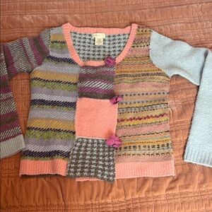Anthropologie Sleeping on Snow patchwork cardigan sweater small